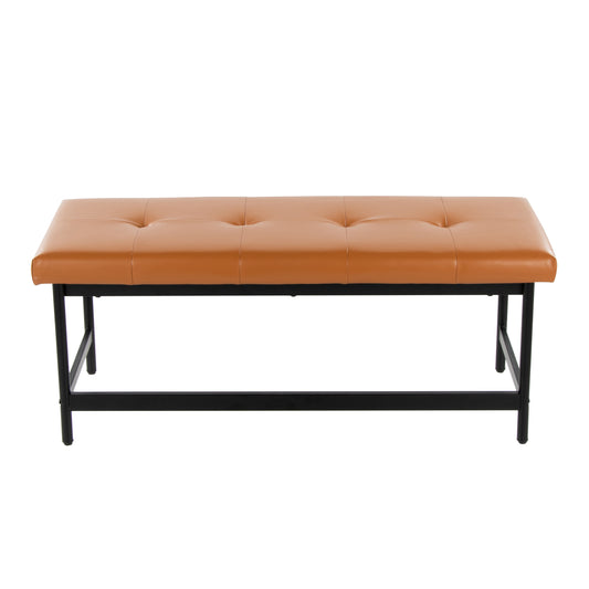 Faux Leather Metal Bench