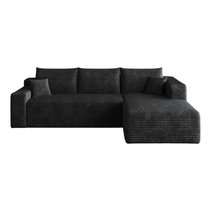 95' Cloud Sectional Sofa,Modern Minimalist Upholstered Couches, Comfort U Shaped Sofa for Living Room,Deep Seat Corner Couch,No Assembly Required,Black (Plush Corduroy Fabric)