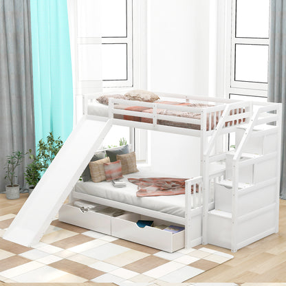 Bunk Bed 42.4x77.9in Twin-Over-Full White