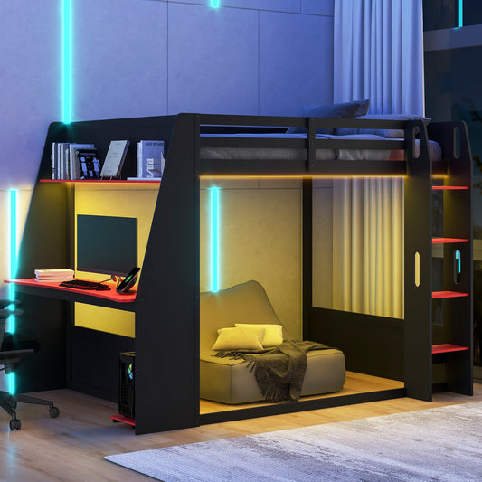 Gaming Bunk Bed with Desk