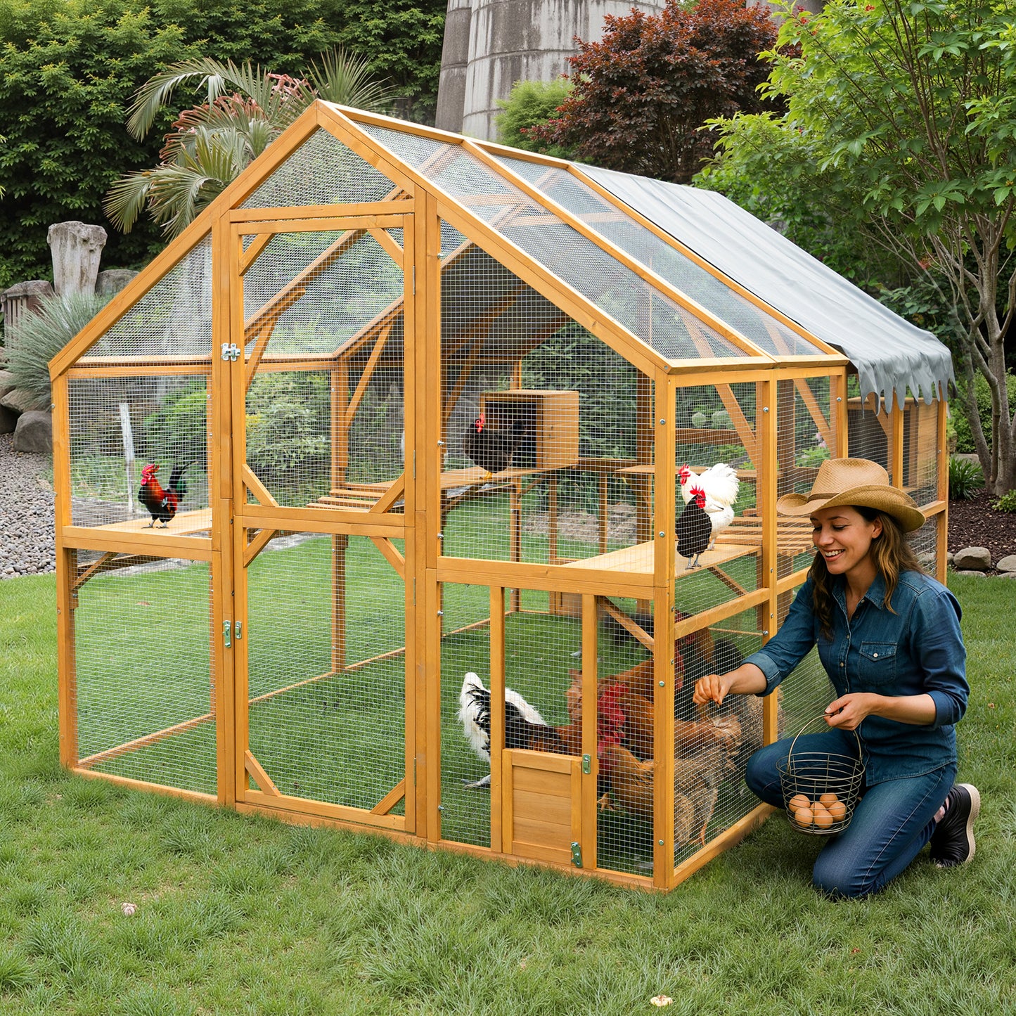 Outdoor Chicken Coop 110in Yellow