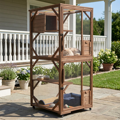 Outdoor Cat Enclosure 2-Tier Lockable