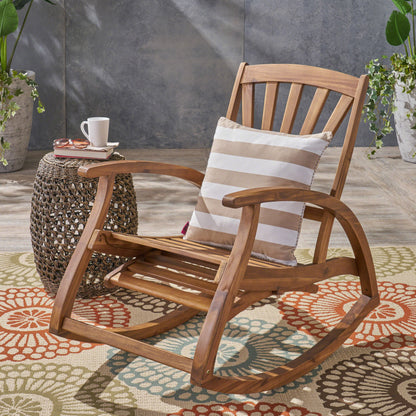 Wood Rocking Chair Retractable Acacia-Wood