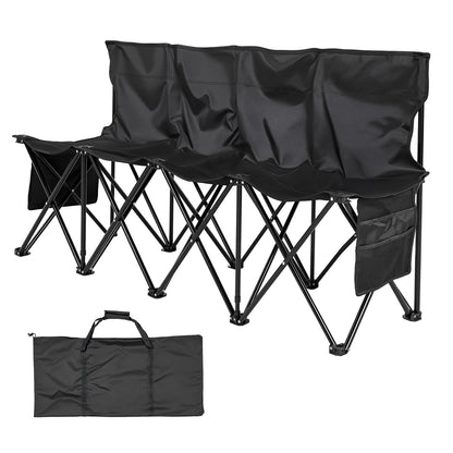 Portable Folding Bench 4-Seater Black